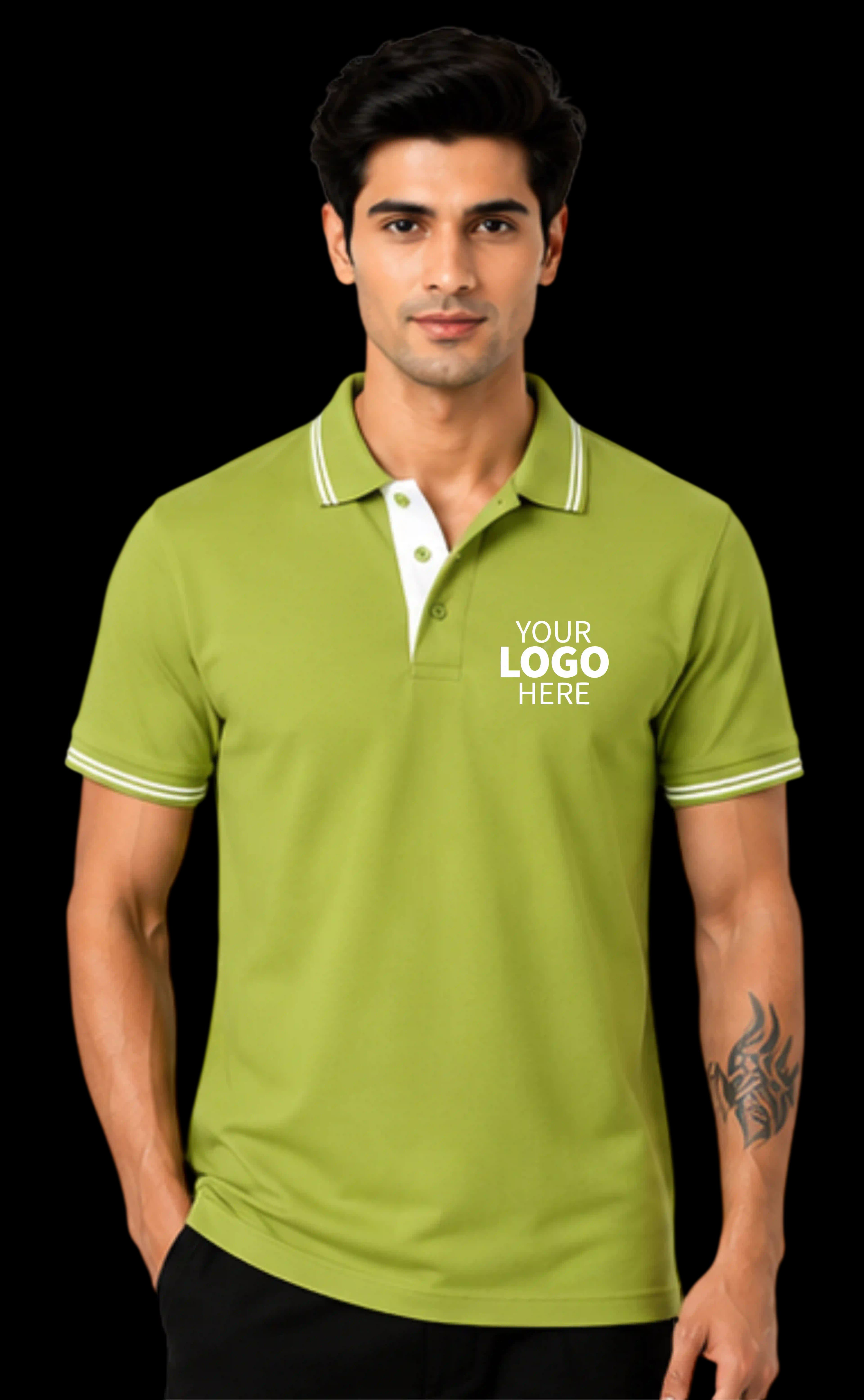 Apple Green with White Tipping Polo