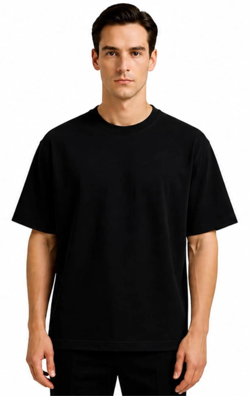 Black Oversized T-shirt | 220 GSM  Bio-Washed Fabric