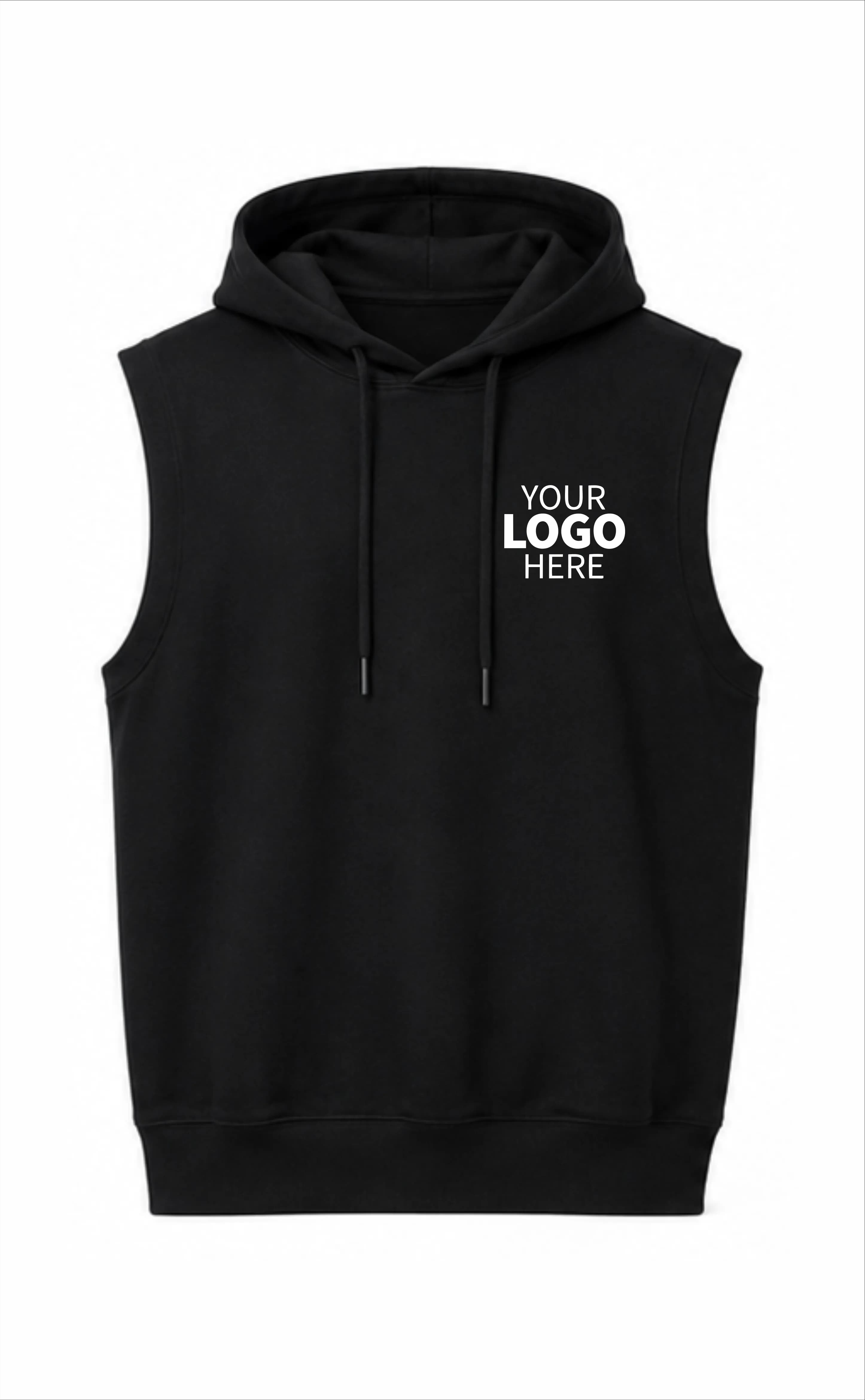 Black Sleeveless Hoodie