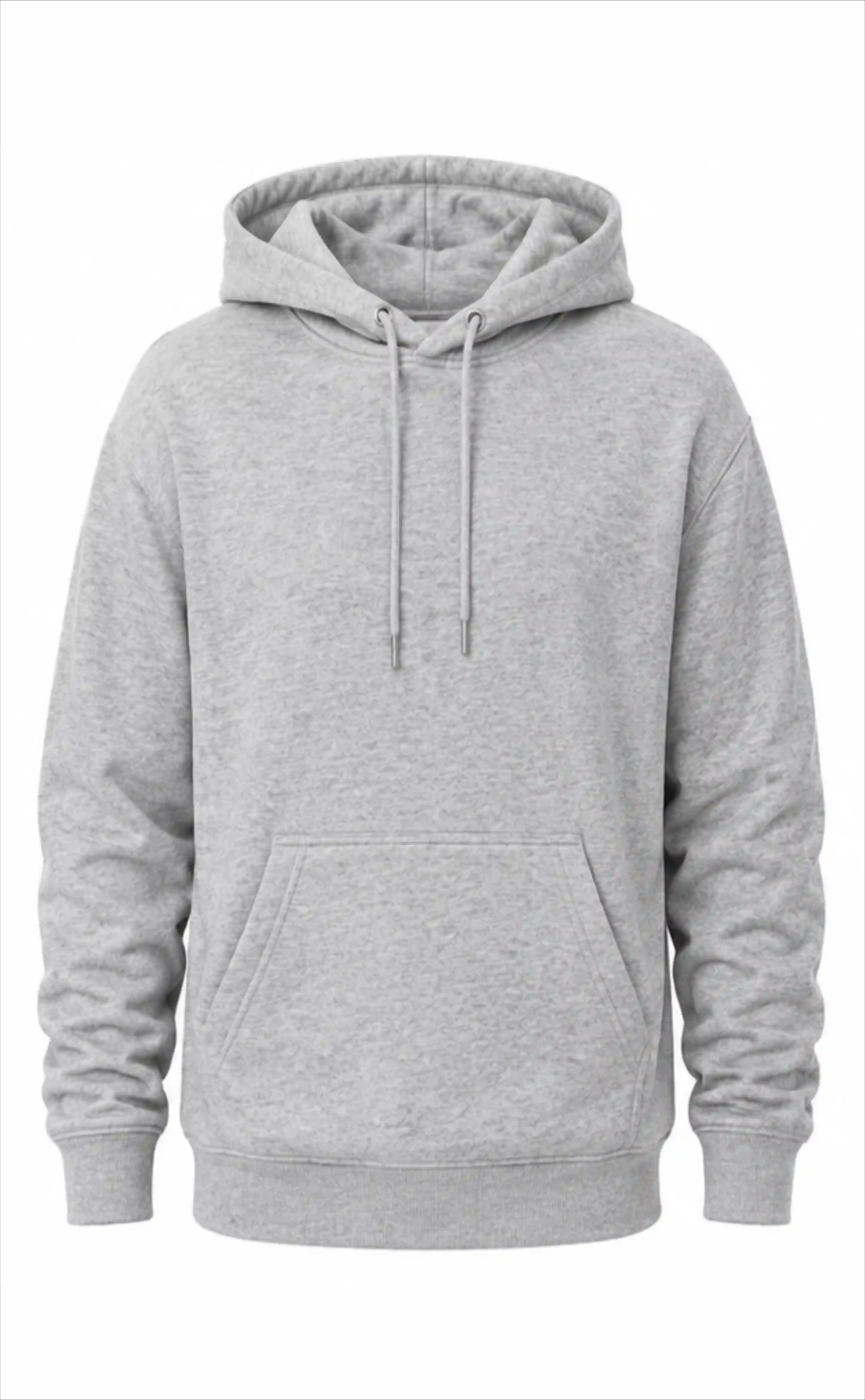 Grey Melange Pull Over Hoodie