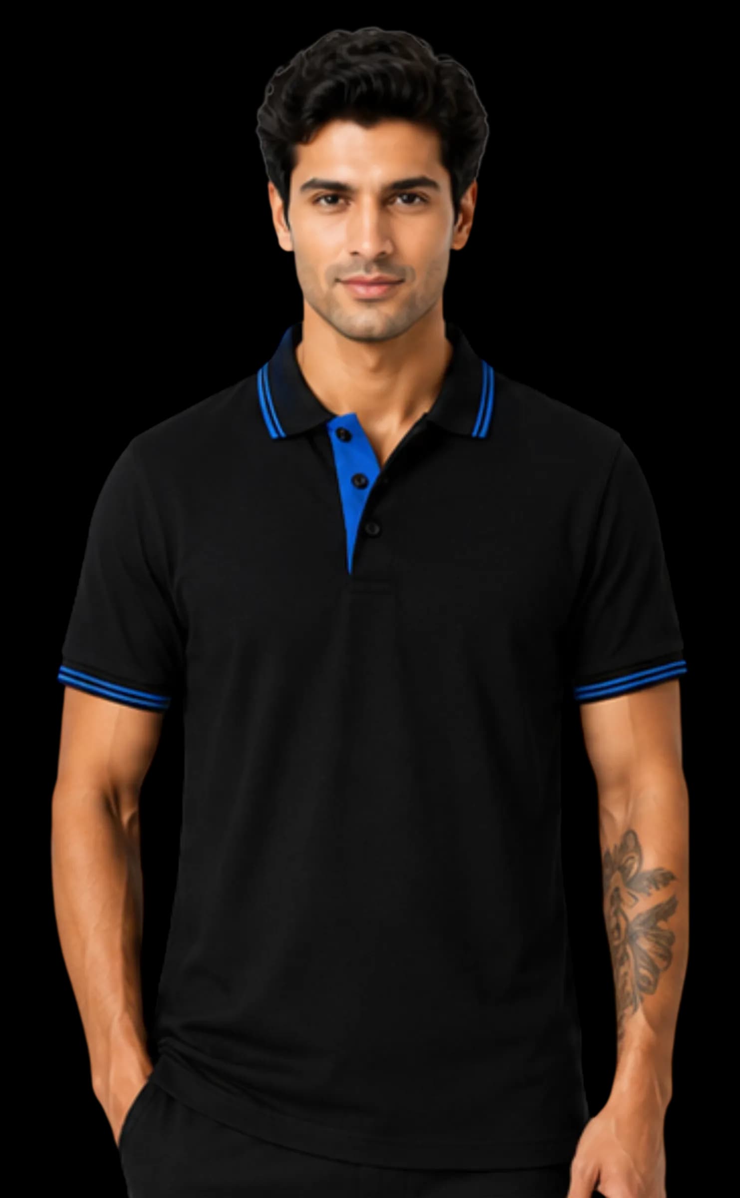 Black with Royal Blue Tipping